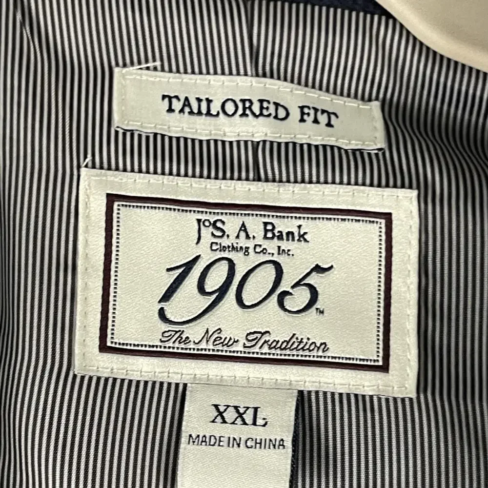 Jos A Bank 1905 Blazer Sport Coat Mens XXL Blue Elbow Patch Tailored Fit Career‎